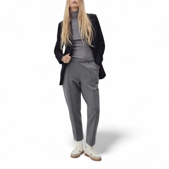 Everlane Pants - Everlane Gray Tailored Trousers Professional With Elastic Waist Fit Size M